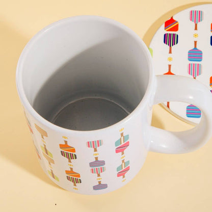 Pickle Ball Pattern 15Oz Mug With Matching Coaster Gift Set