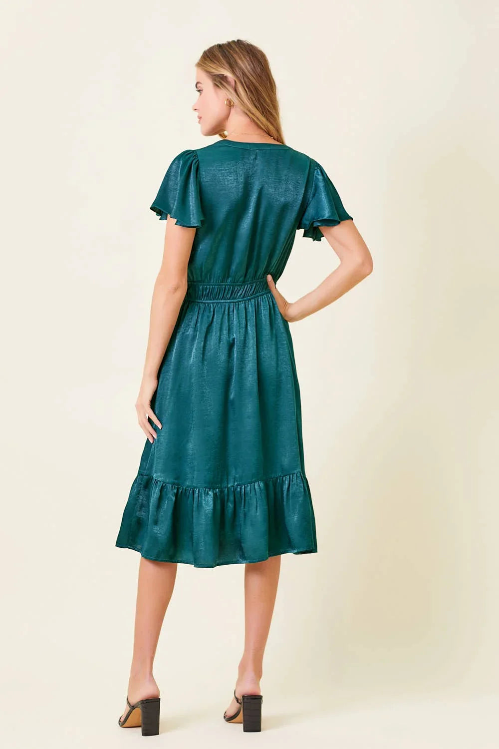 Crushed Satin Midi Dress - Southern Sassy Boutique