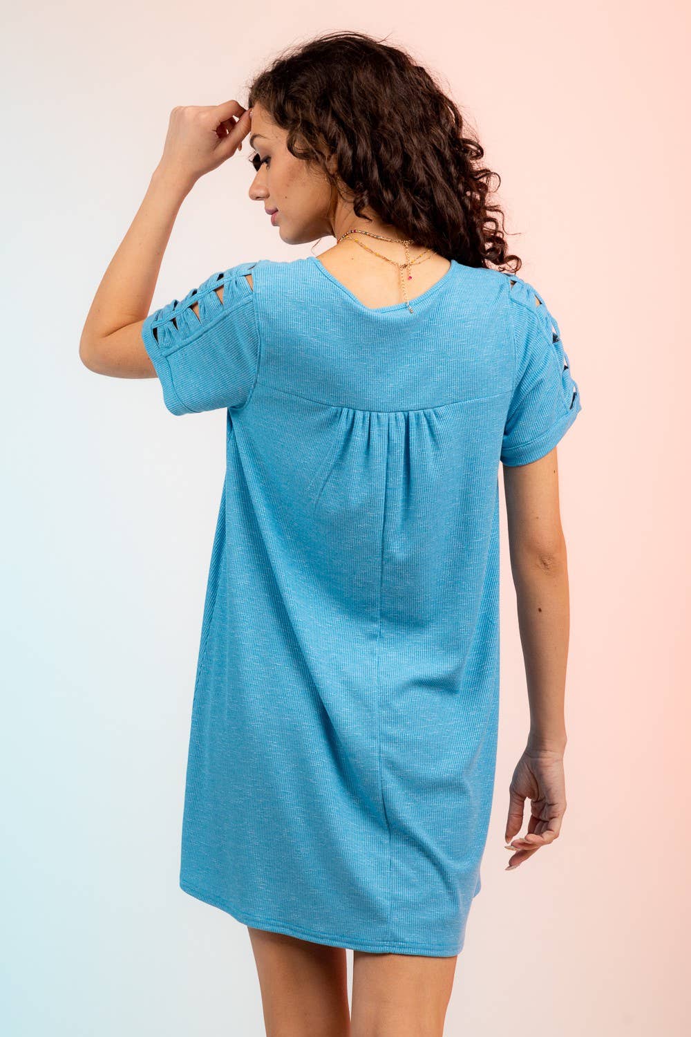 Ruched Cutout Sleeve Tee Dress