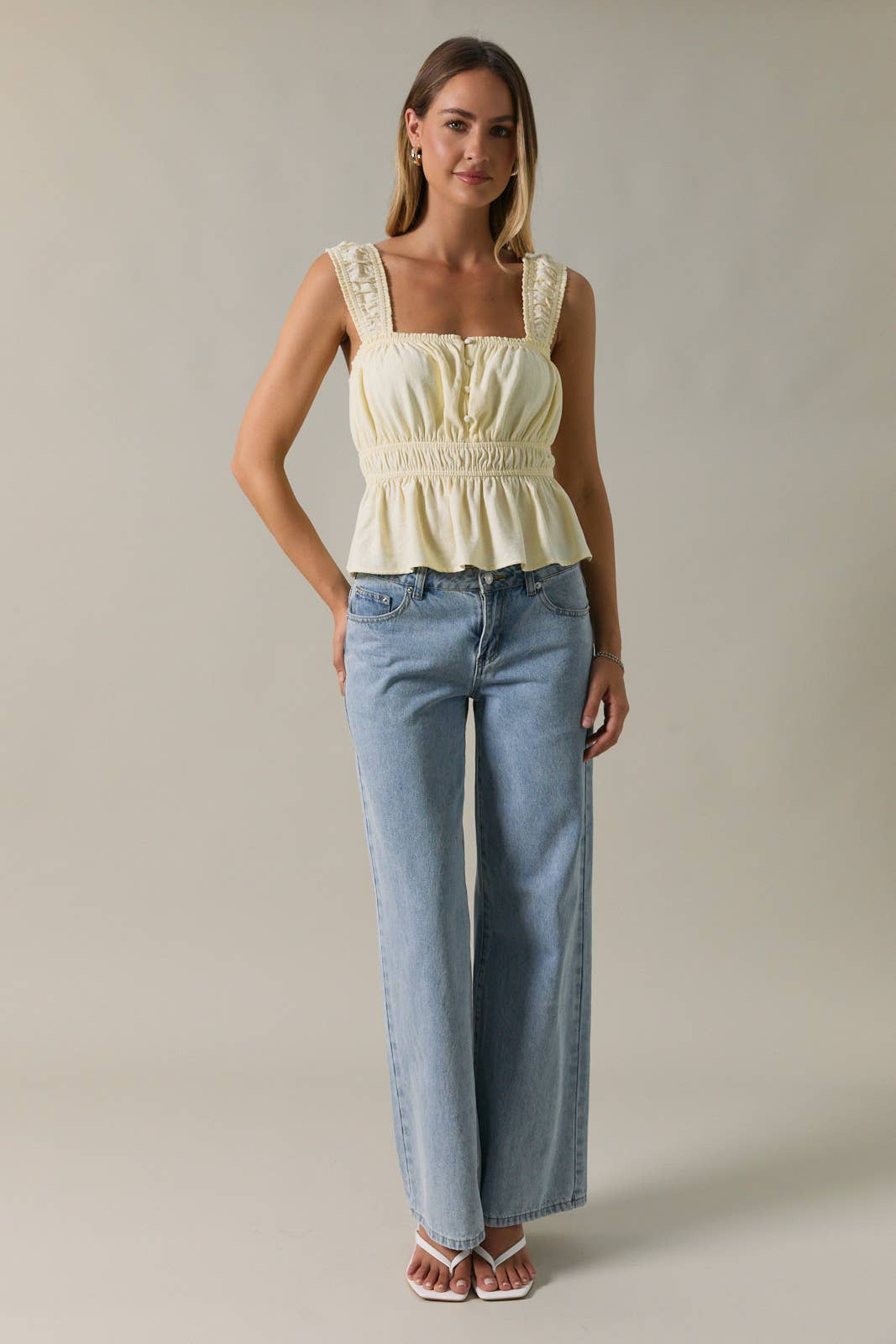 Peplum Button Down Top