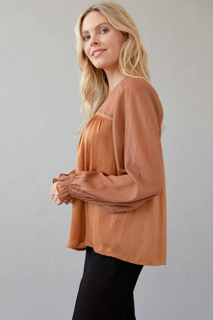 Shimmer Satin Blouse - Southern Sassy Boutique