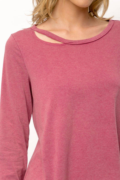 Cut-Out Long Sleeve Top - Southern Sassy Boutique