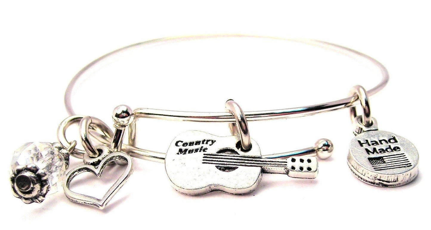 Country Music Guitar Expandable Bracelet Western Musician - Southern Sassy Boutique