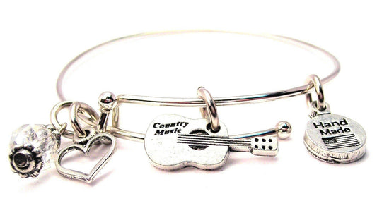 Country Music Guitar Expandable Bracelet Western Musician - Southern Sassy Boutique