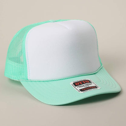 Two-Tone Mesh Back High Crown Foam Trucker Hat - Southern Sassy Boutique