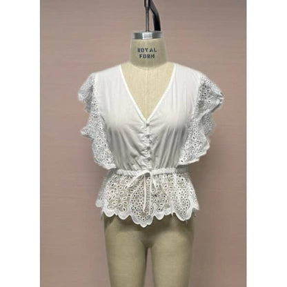 Curvy Eyelet Peplum Top