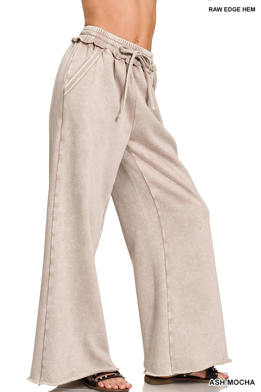 Acid Wash Fleece Palazzo Sweatpants