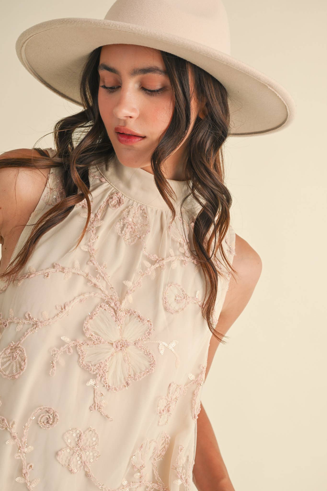 BUBBLE HEM EMBELLISHED MIXED MEDIA MINI DRESS