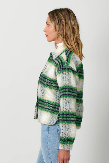 Plaid Printed Jacket - Southern Sassy Boutique