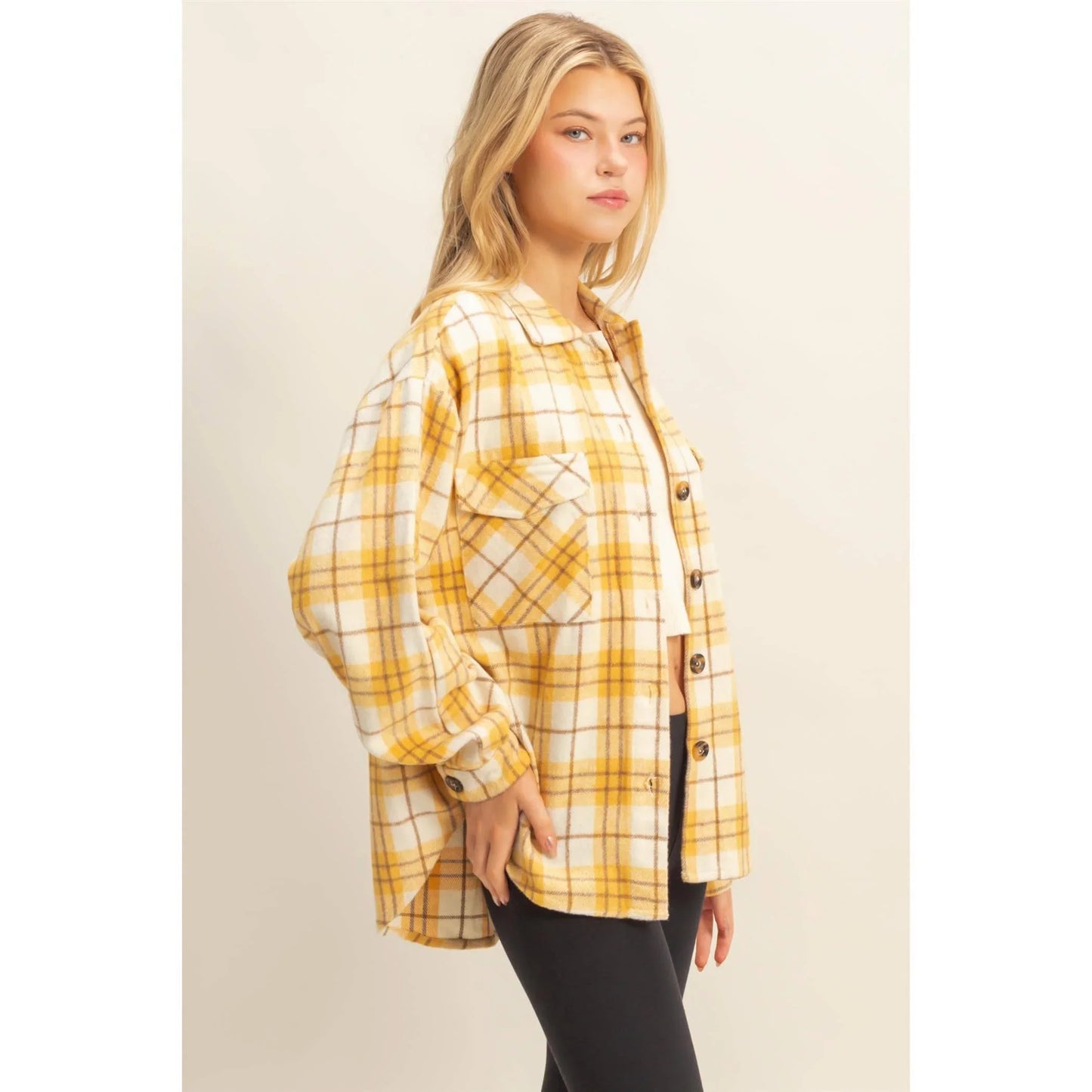 Collared Plaid Shacket - Southern Sassy Boutique