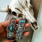 Western Steer Bracelet Navajo Style Turquoise Accent - Rhinestones