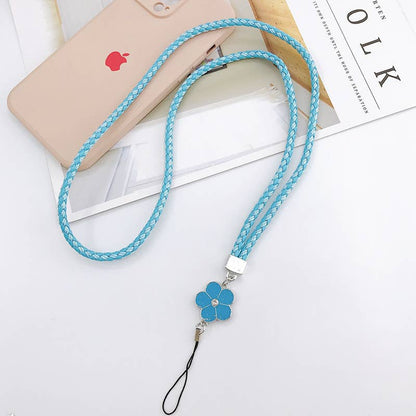 Creative Woven Leather Plum Phone Case Lanyard