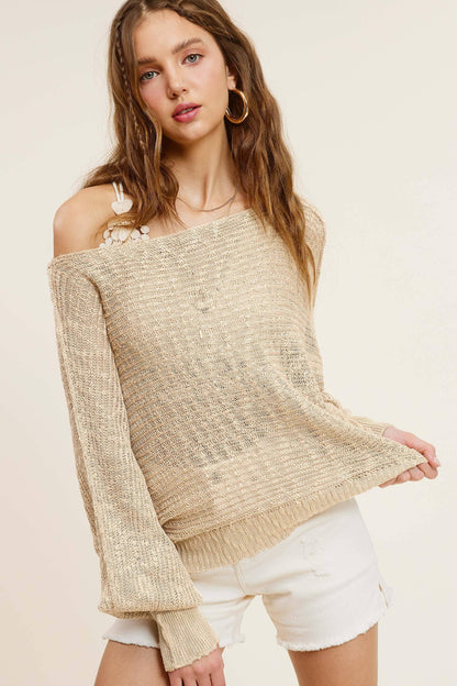 Lightweight Dolman Sleeve Boat Neck Sweater Top - Southern Sassy Boutique