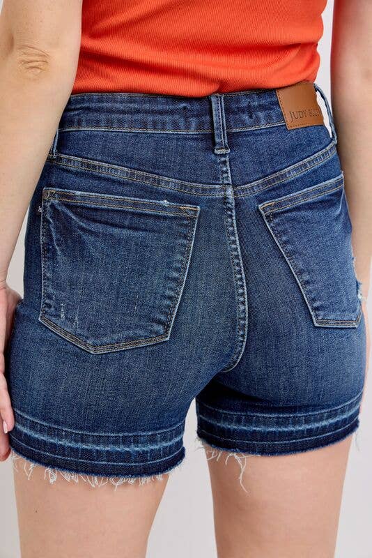 High Waisted Tummy Control Destroy Release Hem Shorts