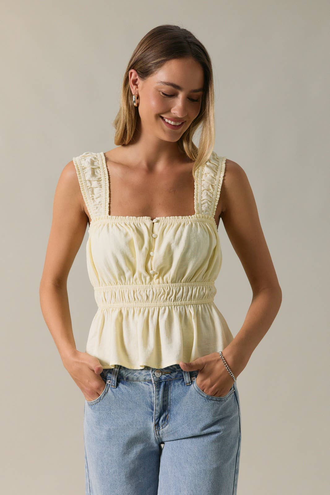 Peplum Button Down Top