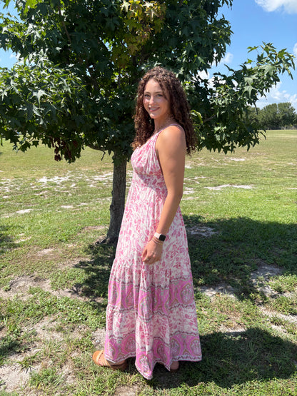 Border Print Maxi Dress