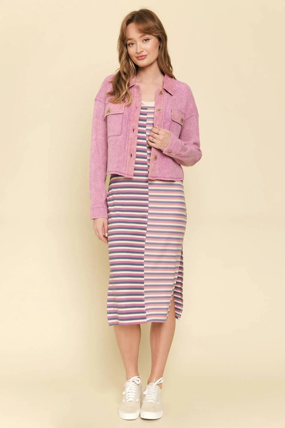 Waffle Knit Cropped Jacket - Southern Sassy Boutique