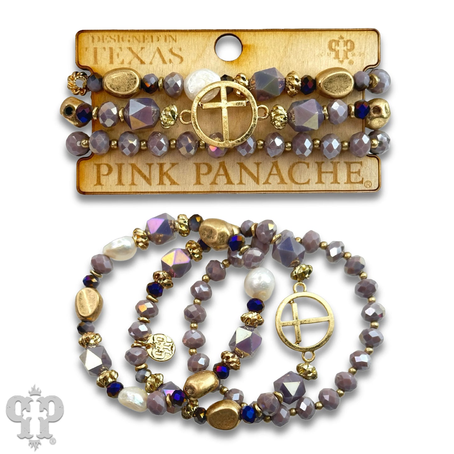 Cross feature crystal bracelet set - Southern Sassy Boutique