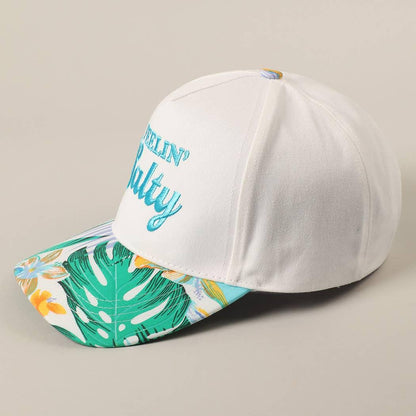 Feelin' Salty Letter Embroidery Floral Trucker Hat - Southern Sassy Boutique