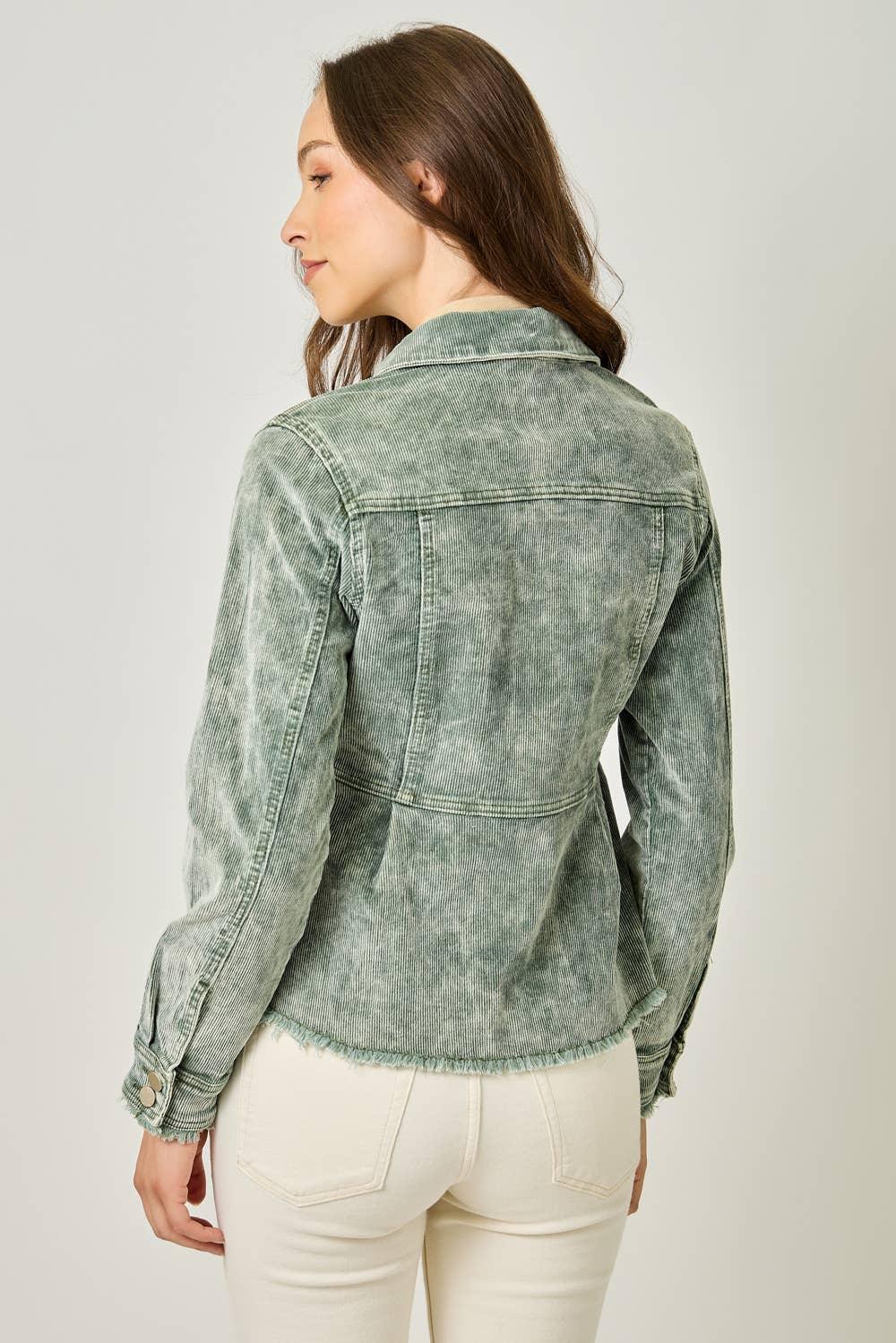 Washed Corduroy Peplum Jacket - Southern Sassy Boutique
