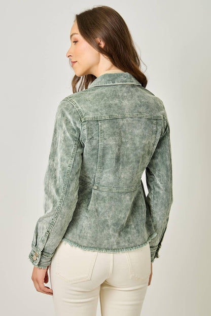 Washed Corduroy Peplum Jacket - Southern Sassy Boutique