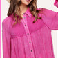 Soft Washed Button Down Waffle Textured Gauze Shirts