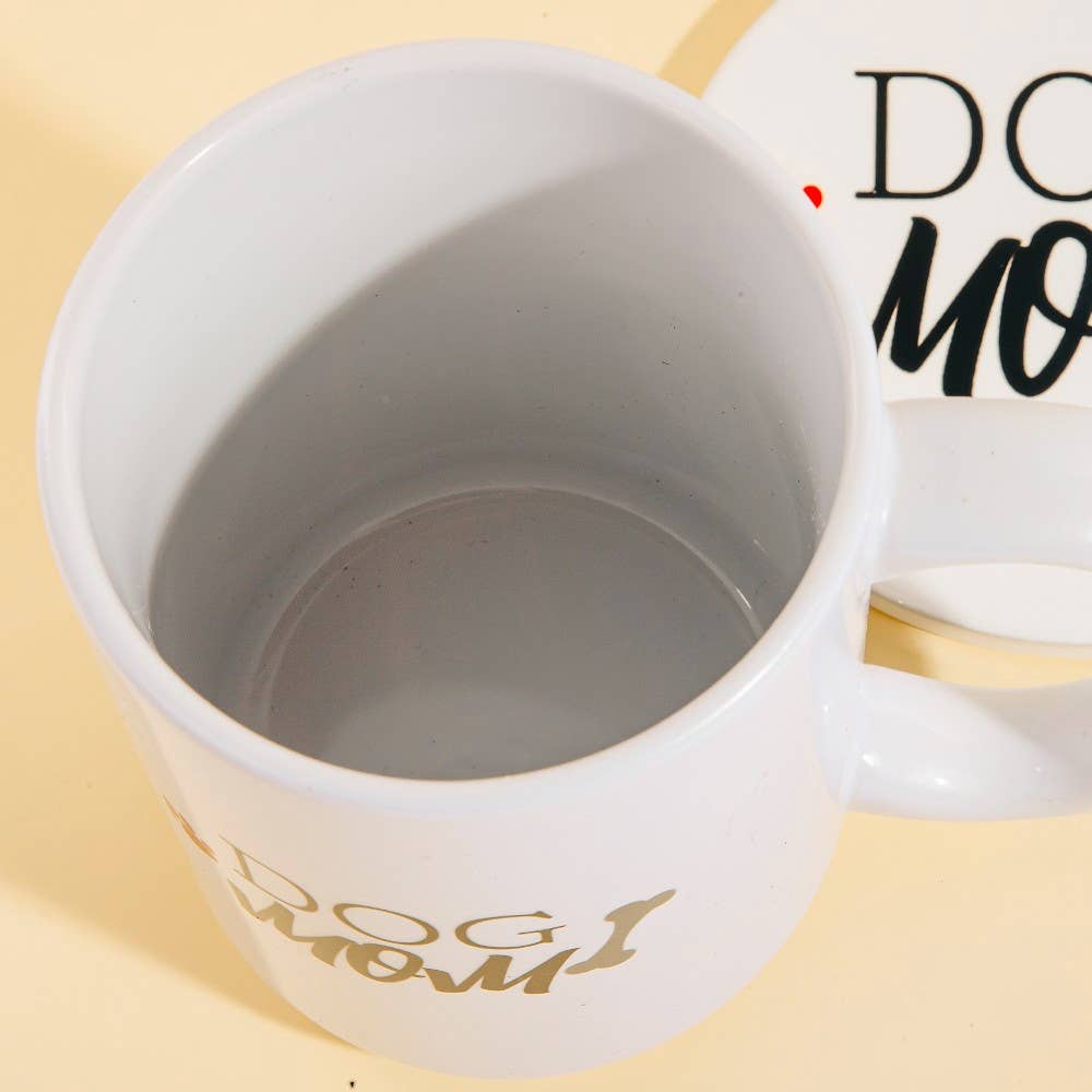 Dog Mom 15 Oz Mug With Matching Coaster Gift Set