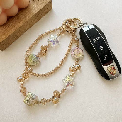 Elegant Double-Layer Crystal Beaded Keychain DP25C903