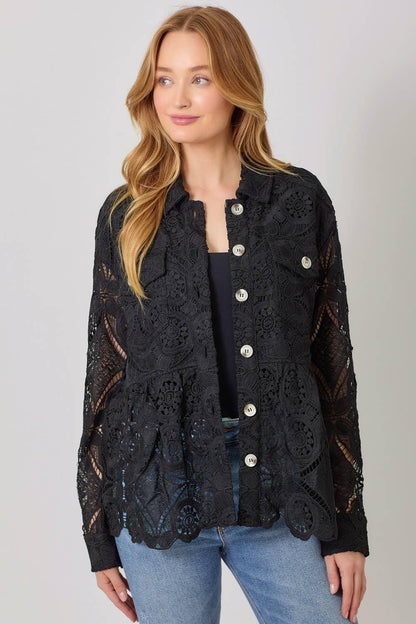 Lace Peplum Trucker Jacket - Southern Sassy Boutique