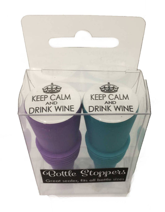 Keep Calm and Drink Wine - 2 pack bottle stoppers