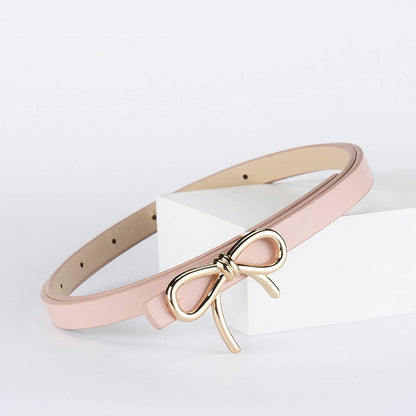 Bow Faux Leather Skinny Belt