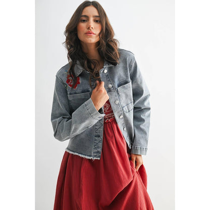 STYLISH EMBROIDERED DENIM JACKET - Southern Sassy Boutique