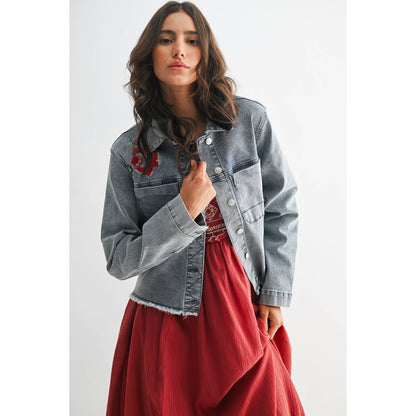 STYLISH EMBROIDERED DENIM JACKET