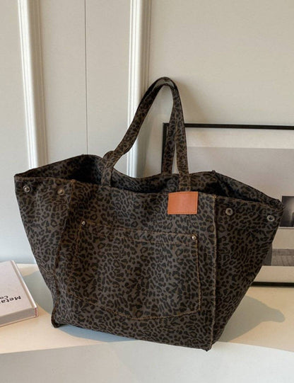 Leopard Print Shoulder Bag Large Capacity Tote Bag