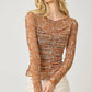 Lettuce Hem Mesh Print Top