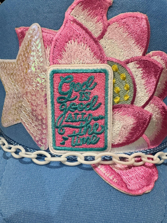 God is Good All the Time Lotus Flower Trucker Hat - Southern Sassy Boutique