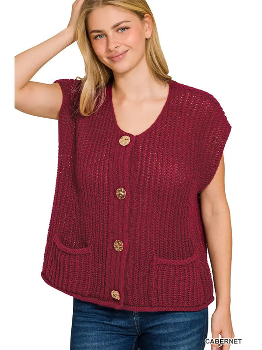 Button Down Sweater Vest