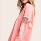 Embroidered Crochet V-neck Long Sleeve Top