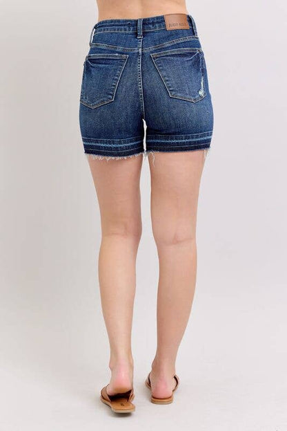 High Waisted Tummy Control Destroy Release Hem Shorts