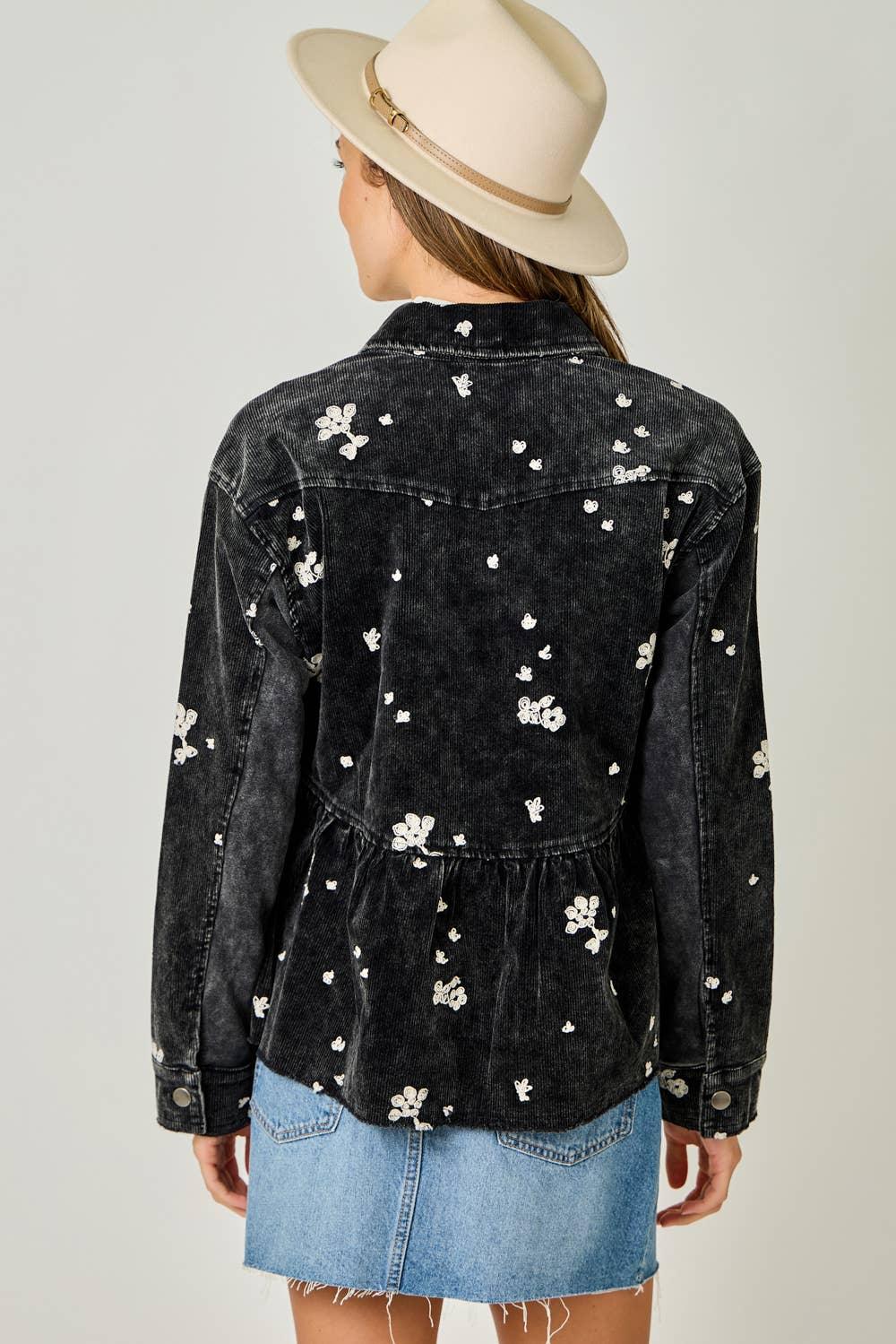 Washed Terry Mix Peplum Jacket - Southern Sassy Boutique