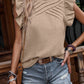 Crinkle Pleated Ruffle Mock Neck Top
