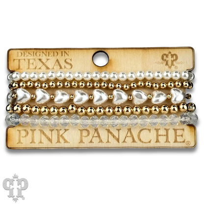 Puffed heart acrylic pearl bracelet - Southern Sassy Boutique