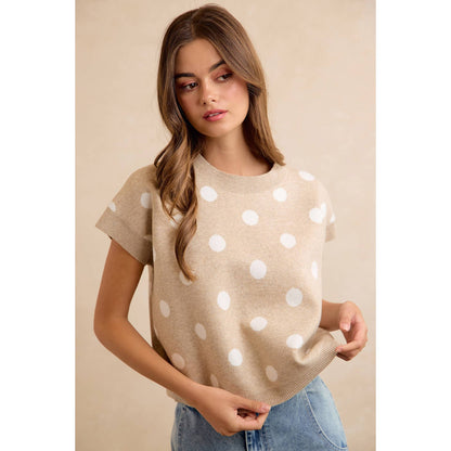 Polka Dot Knit Sleeveless Sweater