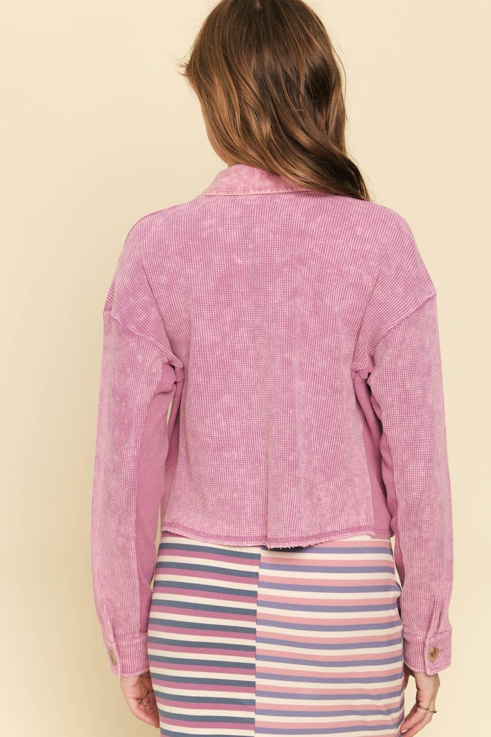 Waffle Knit Cropped Jacket - Southern Sassy Boutique