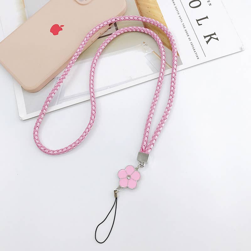 Creative Woven Leather Plum Phone Case Lanyard