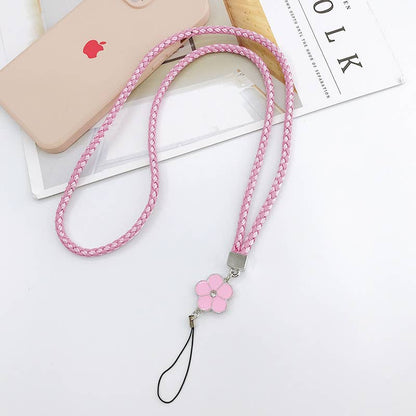 Creative Woven Leather Plum Phone Case Lanyard