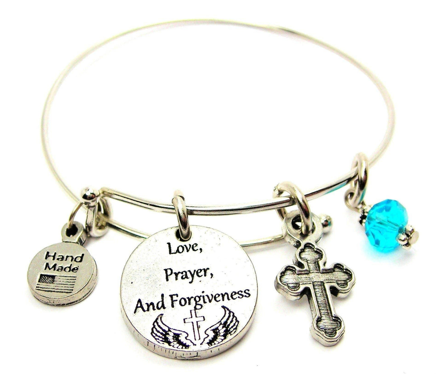 Love Prayer Forgiveness And Cross Expandable Bangle Bracelet - Southern Sassy Boutique
