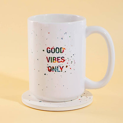Good Vibes Only 15 Oz Mug With Matching Coaster Gift Set