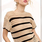 Round Neck Scalloped Edge Short Sleeve Sweater