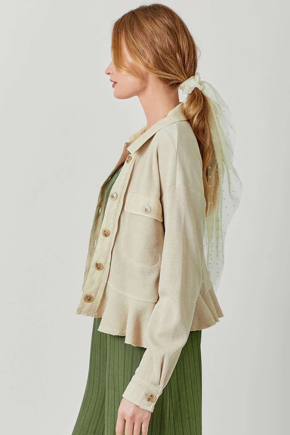 Washed Waffle Knit Jacket - Southern Sassy Boutique